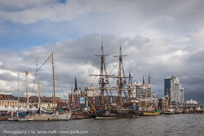 The harber with tall ships  Bremerhaven, Germany